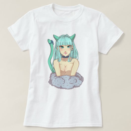 Cat Oppai Girl Tシャツ (デザイン正面)