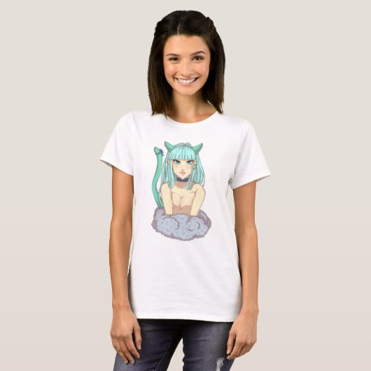 Cat Oppai Girl Tシャツ (正面フル)