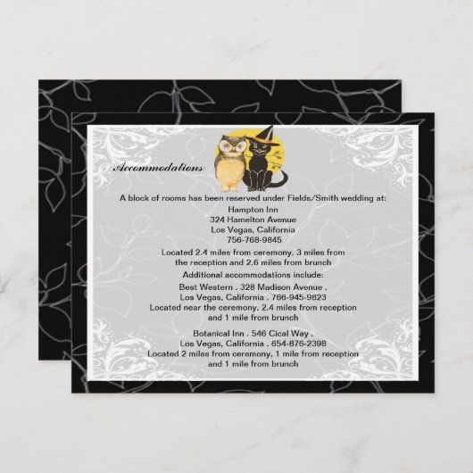 Cat & Owlハロウィン結婚のエンクロージャカード エンクロージャーカード (正面/裏面)