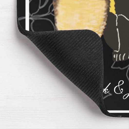 Cat & Owl Halloween Wedding Mouse Pad マウスパッド (コーナー)