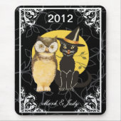 Cat & Owl Halloween Wedding Mouse Pad マウスパッド (正面)