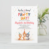 Cat Party Hats Playful Kittens Kids Birthday 招待状 (スタンド正面)