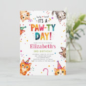 Cat Party Kittens Colorful Whimsical Birthday 招待状 (スタンド正面)