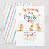 Cat Party Playful Kittens Kids Cute Birthday 招待状 (正面/裏面)