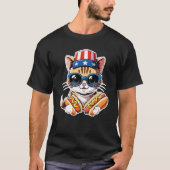 Cat Patriotic Hot Dog Funny 4th of July Tシャツ (正面)