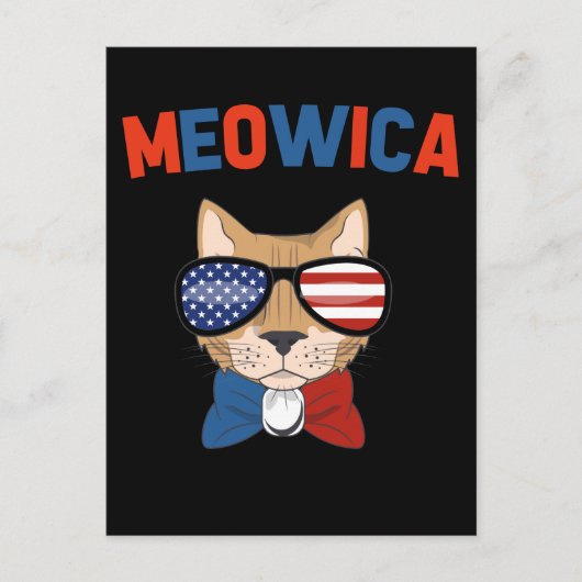 Cat Patriotic Kitty America 4th of July ポストカード (正面)