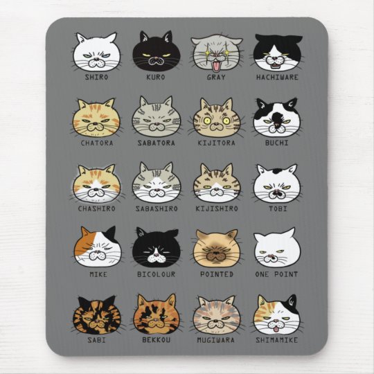 Cat Pattern 猫柄 ブサ猫 グレー マウスパッド Zazzle Co Jp