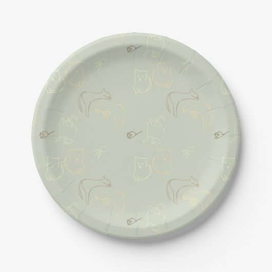 Cat Pattern Party Plate ペーパープレート (正面)