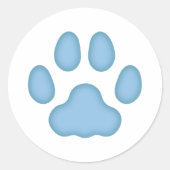 Cat Paw Print Animal Themed (Blue) ラウンドシール (正面)