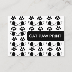 Cat Paw Print Pet Care Services白黒 名刺