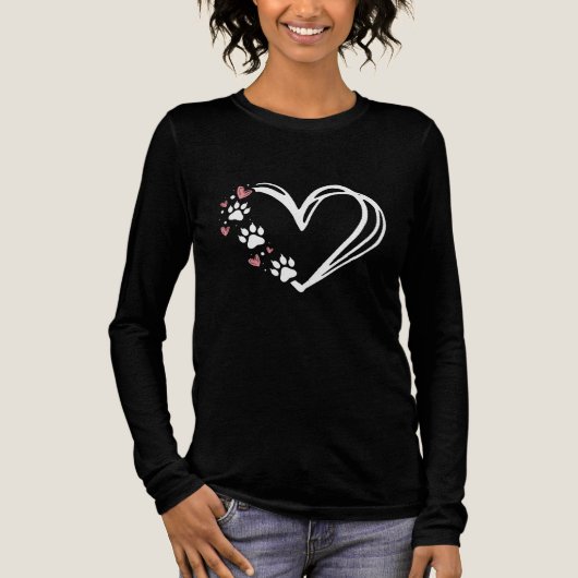 Cat Paw Prints on My Heart for cat lovers トライブレンドTシャツ (正面)