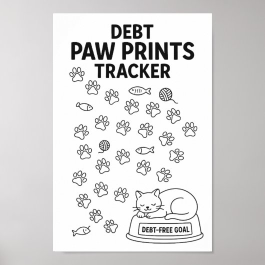 Cat Paw Prints Savings Challenge Tracker ポスター (正面)