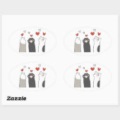 cat paws 楕円形シール (シート)