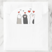 cat paws 楕円形シール (バッグ)