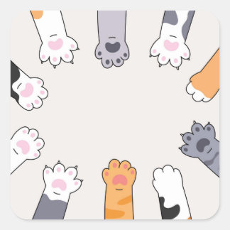 Cat Paws Friendship Circle Sticker スクエアシール