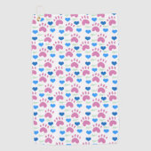 Cat Paws Hearts Hand Drawn Pattern Pink Blue ゴルフタオル (正面)