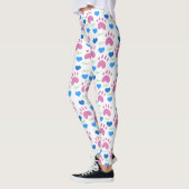 Cat Paws Hearts Meow Pink Blue Green Pattern レギンス (左)