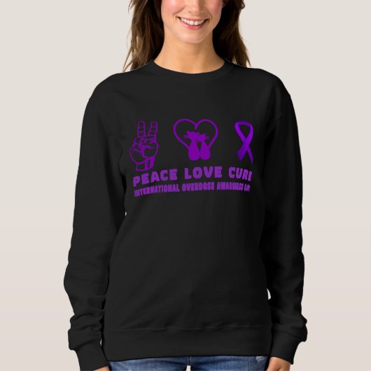 cat Peace Love Cure overdose Awareness Supporter スウェットシャツ (正面)