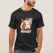 Cat Peace Murderous Cat With Knife   Tシャツ (正面)