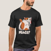 Cat Peace Murderous Cat With Knife Tシャツ (正面)
