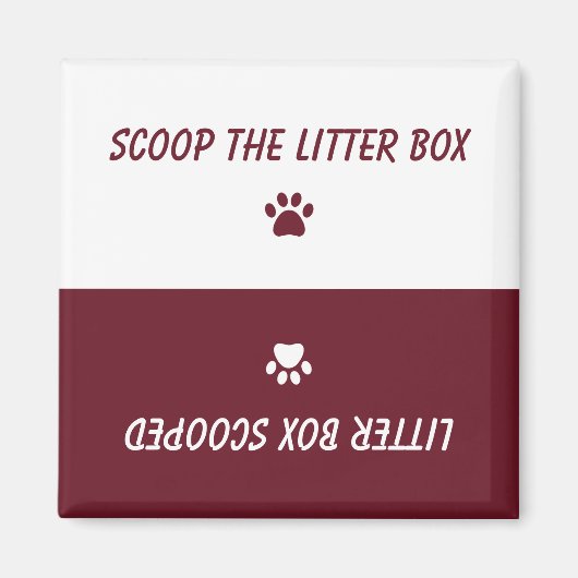 Cat Pet Paw Prints Reversible Litter Box Reminder マグネット (正面)