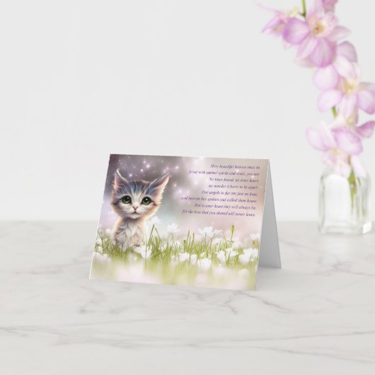 Cat Pet Sympathy Spiritual Poem Kitten Flowers カード (蘭)