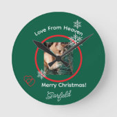 Cat Photo Customizable Memorial ラウンド壁時計 (正面)