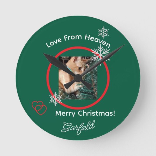 Cat Photo Customizable Memorial ラウンド壁時計 (正面)