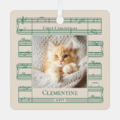 Cat Photo First Christmas Meow Meow Sheet Music メタルオーナメント (正面)
