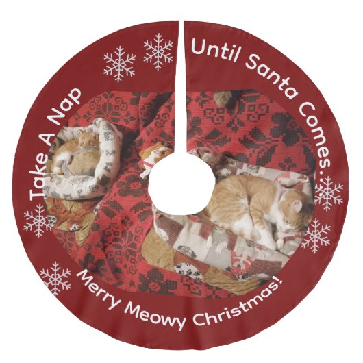 Cat Photo , Humor Text, Customize , ブラッシュドポリエステルツリースカート (正面)