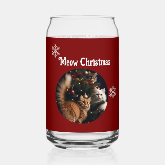 Cat Photo, Meow Christmas, customize  ガラス缶 (正面)