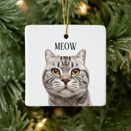 Cat Photo Meow Christmas Ornament セラミックオーナメント (ツリー)