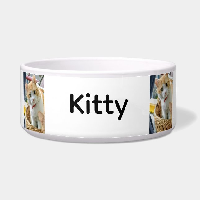 Cat Photo Name Customize Ceramic Pet Bowl ボウル (正面)