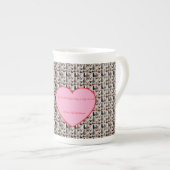 Cat Photo pattern Heart Name Specialty Mug ボーンチャイナマグカップ (正面右)