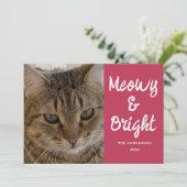 Cat Photo Pink Meowy and Bright Christmas シーズンカード (スタンド正面)