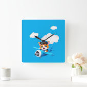 Cat Pilot スクエア壁時計 (ホーム)