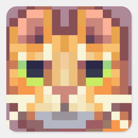 cat Pixelart, Pixel Art スクエアシール (正面)