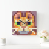 Cat pixelart, Pixel Art  スクエア壁時計 (ホーム)