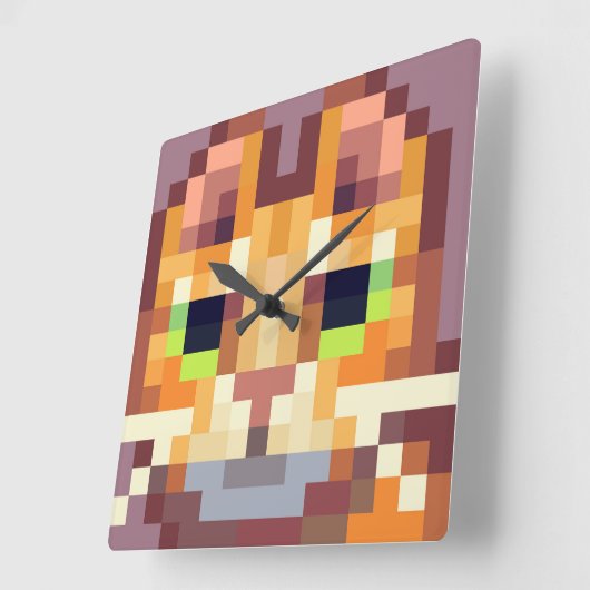 Cat pixelart, Pixel Art  スクエア壁時計 (傾斜)