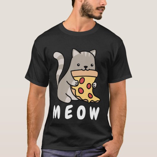 Cat Pizza Cat Owner Fast Food  Cats Humorous Fun Tシャツ (正面)