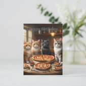 Cat Pizza Night, Birthday Postcard ポストカード (スタンド正面)