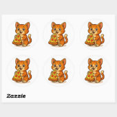 Cat Pizza Party – Cute Cartoon Cat Sticker ラウンドシール (シート)