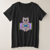 Cat Pizza Video Game Player Gaming  Computer Games プラスサイズTシャツ (デザイン正面)