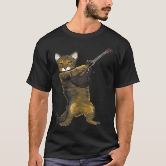 Cat Playing Acoustic Guitar Musician Tシャツ (正面)