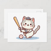Cat playing baseball ポストカード (正面/裏面)
