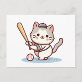 Cat playing baseball ポストカード (正面)