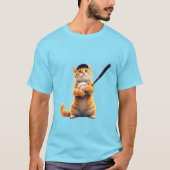 Cat playing baseball T-shirt  Tシャツ (正面)