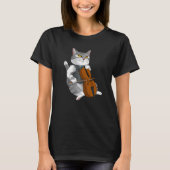 Cat Playing Cello Violin musical instrument   Tシャツ (正面)