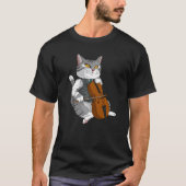 Cat Playing Cello Violin musical instrument   Tシャツ (正面)