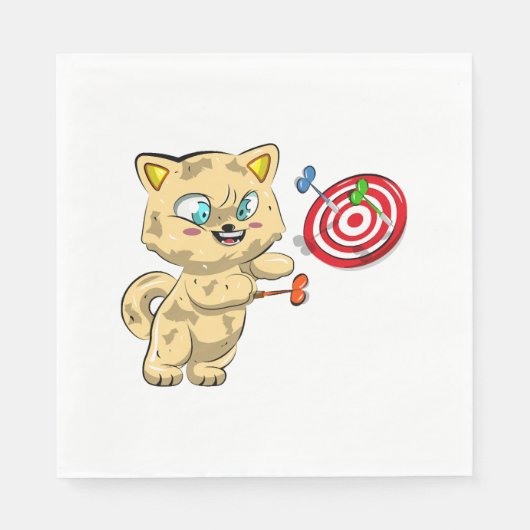 Cat Playing Darts スタンダードランチョンナプキン (正面)